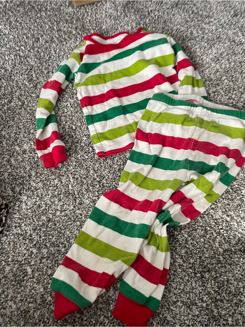 Kids Striped Holiday Pajama Set - Red, Green, White